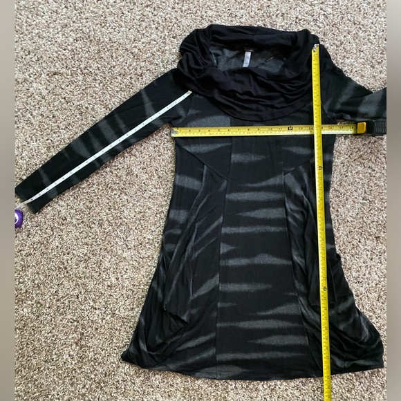 Kensie droopy collar Long Sleeve Black gray Casual Dress. Pockets.Size S/CH/P - Picture 5 of 11